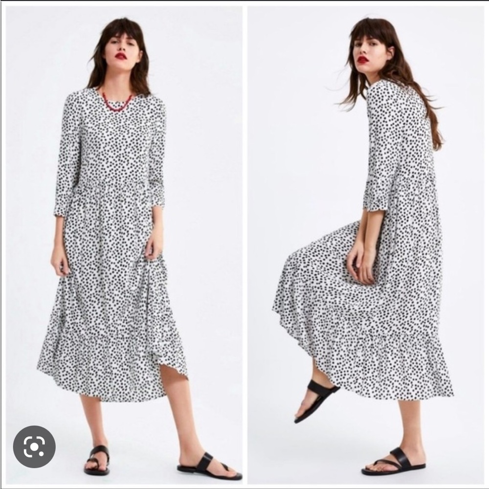 ZARA B&W Polka Dots Dress